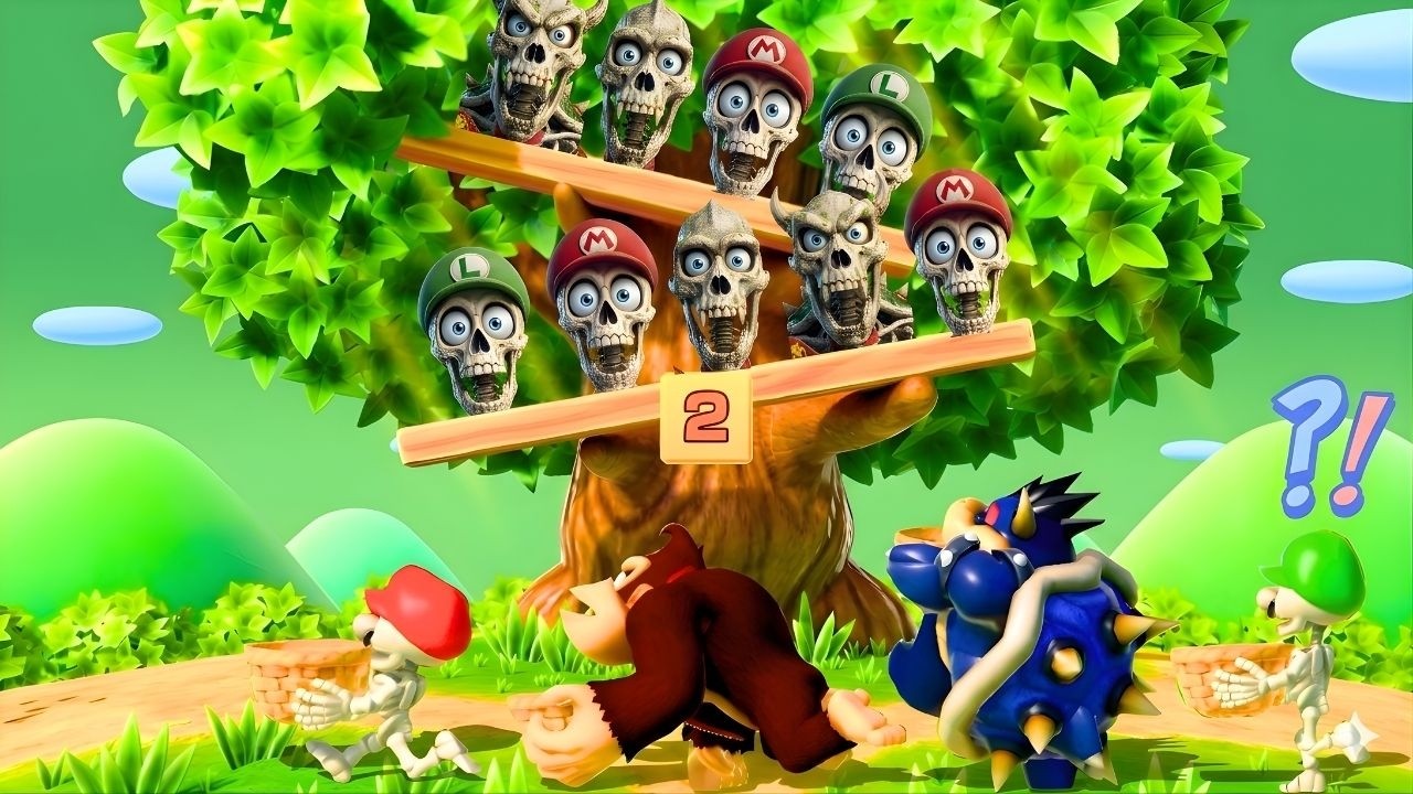 Insane Chaos! Mario Party Superstars Minigames Skeletons vs Dark Bowser vs DK