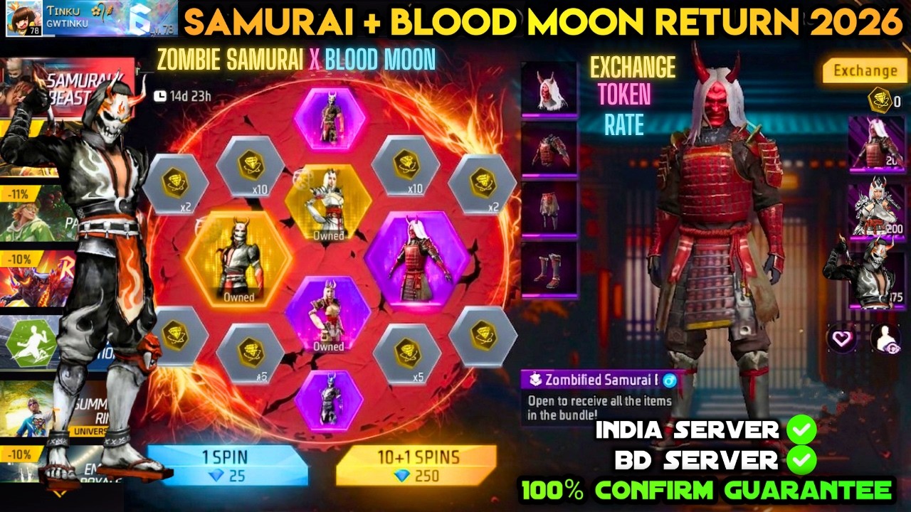ZOMBIE SAMURAI BLOOD MOON BUNDLE RETURN CONFIRM DATE 2026|FREE FIRE BLOOD MOON NEW BUNDLE KAB AAYEGA