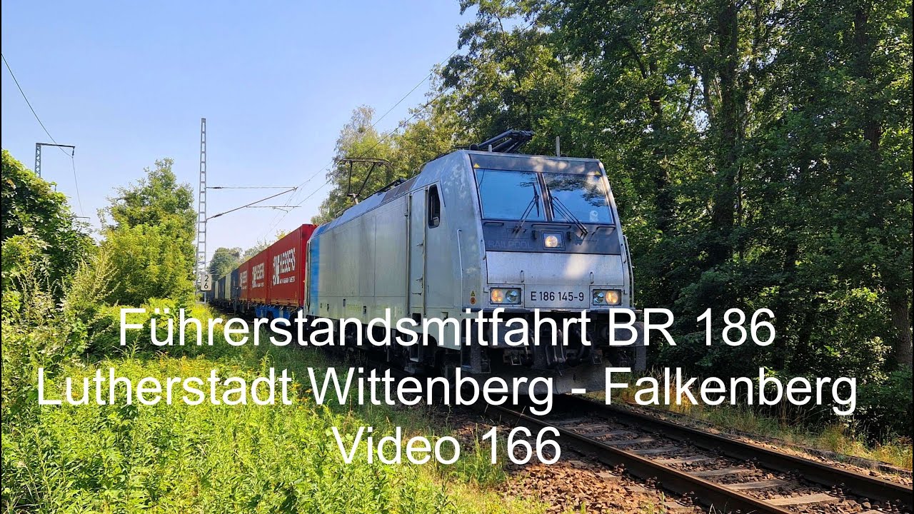 Führerstandsmitfahrt BR 186 Lutherstadt Wittenberg - Annaburg - Falkenberg ( Elster )
