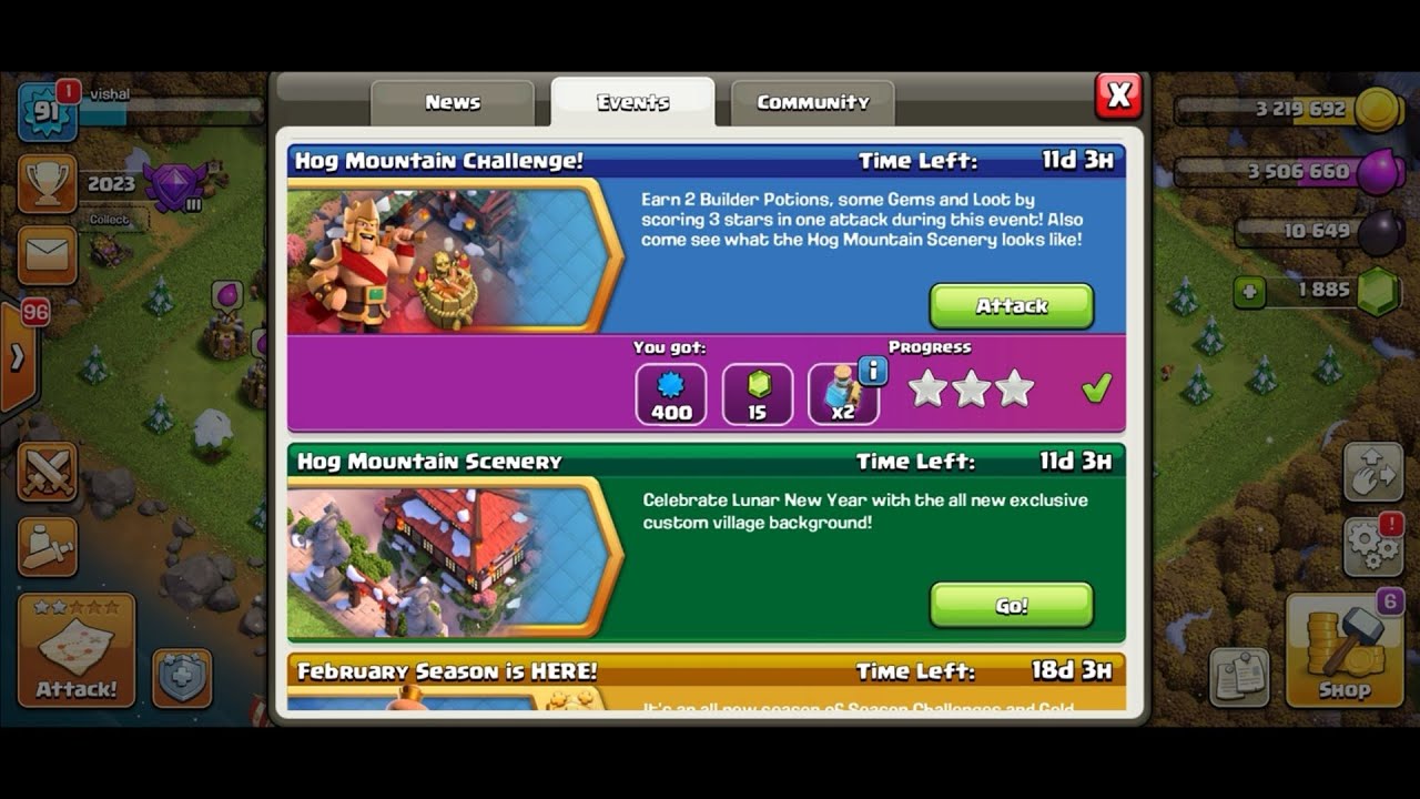 coc hog mountain challenge complete.