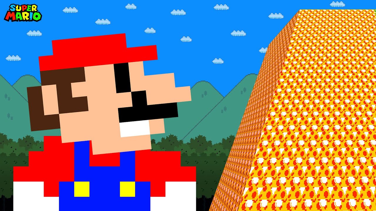 Super Mario Bros. But Mario Gets Bigger from a Super Mushroom Tower