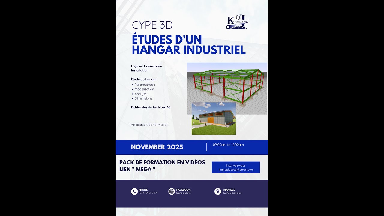 Cype 3D ; Modelisation Calcul et Dimensionnement d'un Hangar industriel 