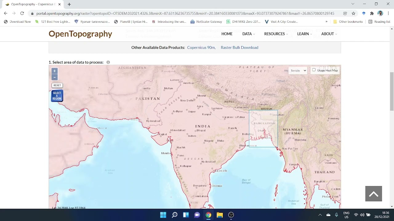 Copernicus 30 DEM Download from OpenTopography