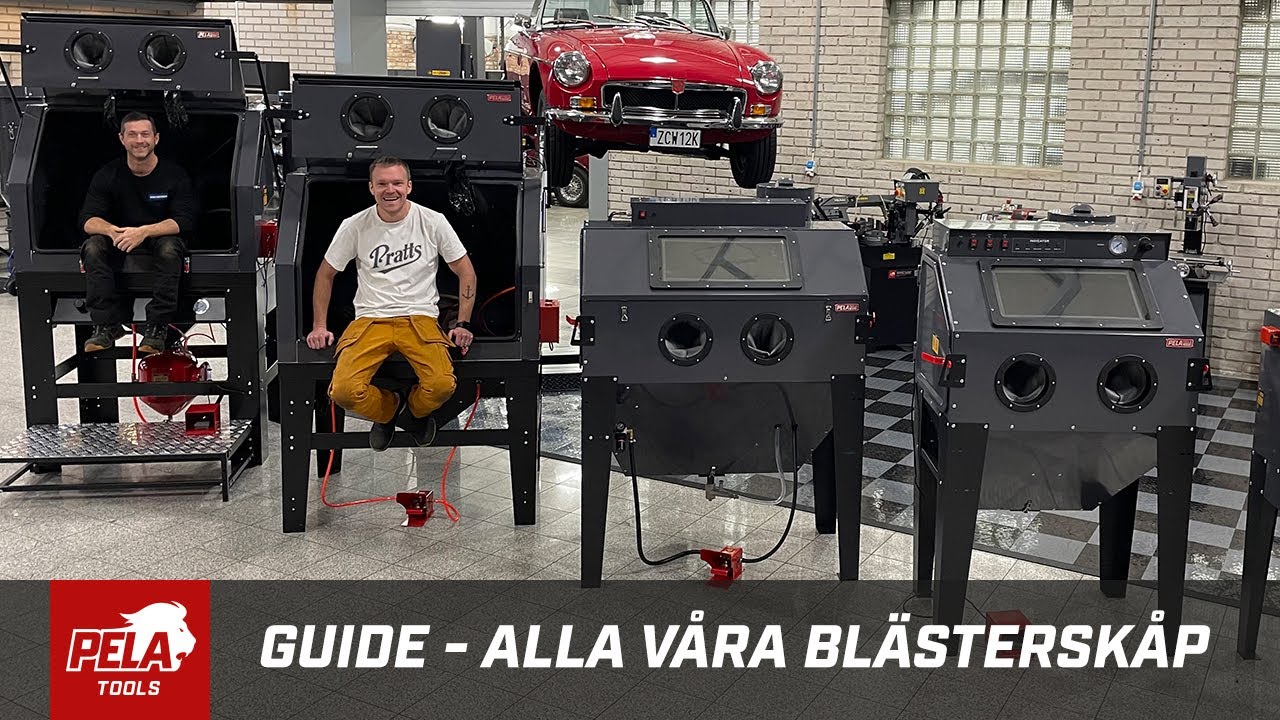 Ted och Magnus visar alla våra blästerskåp från PELA Tools