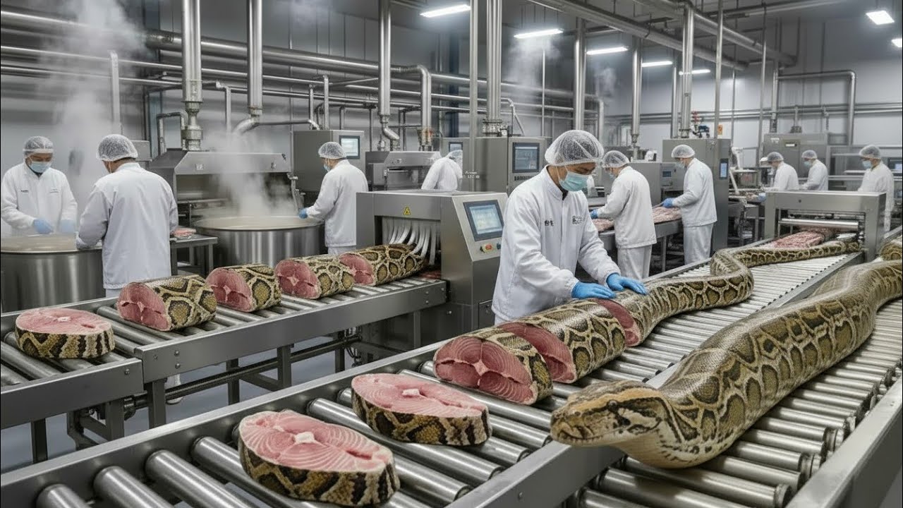Inside the Modern Snake Bag factory; How snake skin products are made in factory (full process)