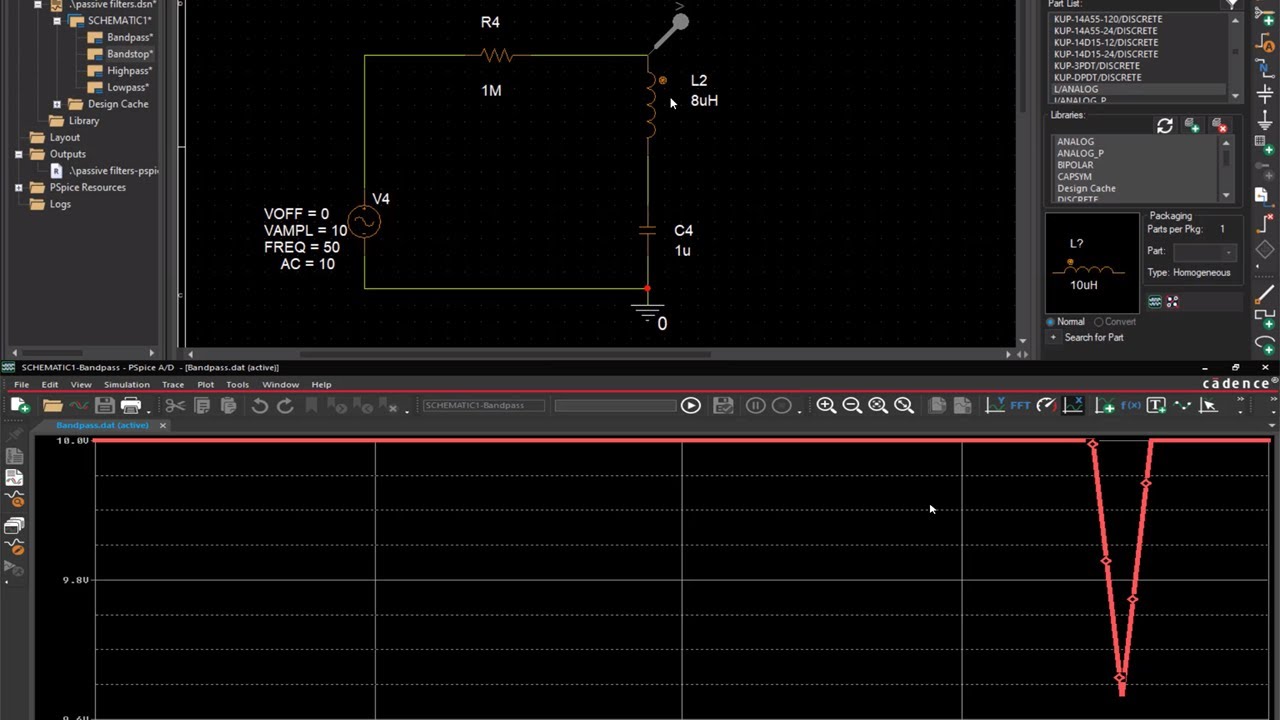 Passive Filters Simulation in PSpice (Bangla) - HighPass, LowPass, BandPass, BandStop