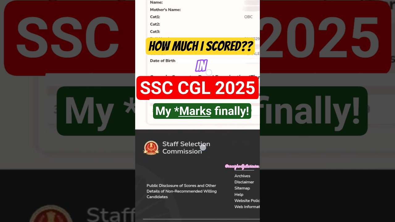 My SSC CGL 2025 Scorecard,My SSC CGL FINAL Marks #exam #ssccgl #ssc #sscexam #ssccglexam #ssccgl2025