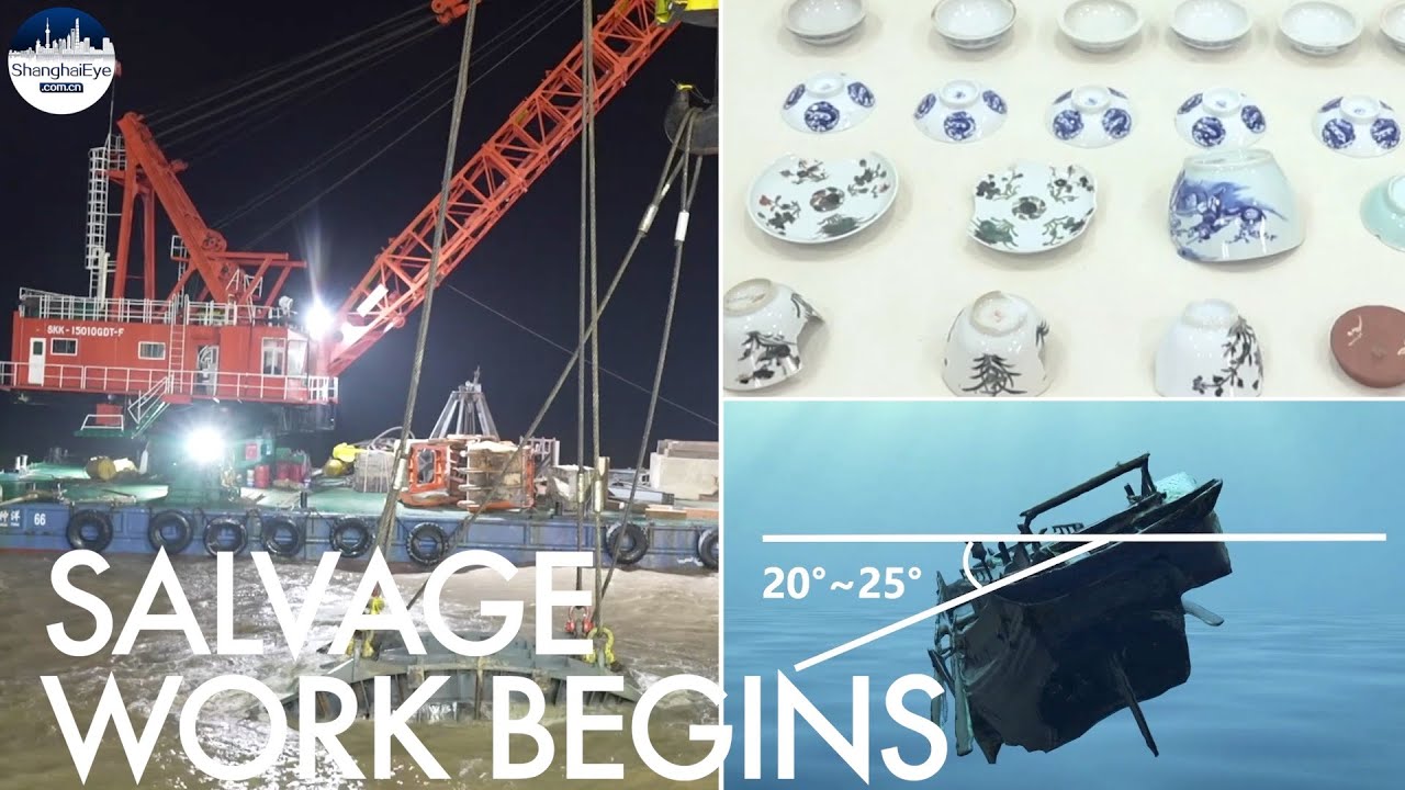 China begins the salvage work on 8.1m-long centuries-old ship from Yangtze River Estuary