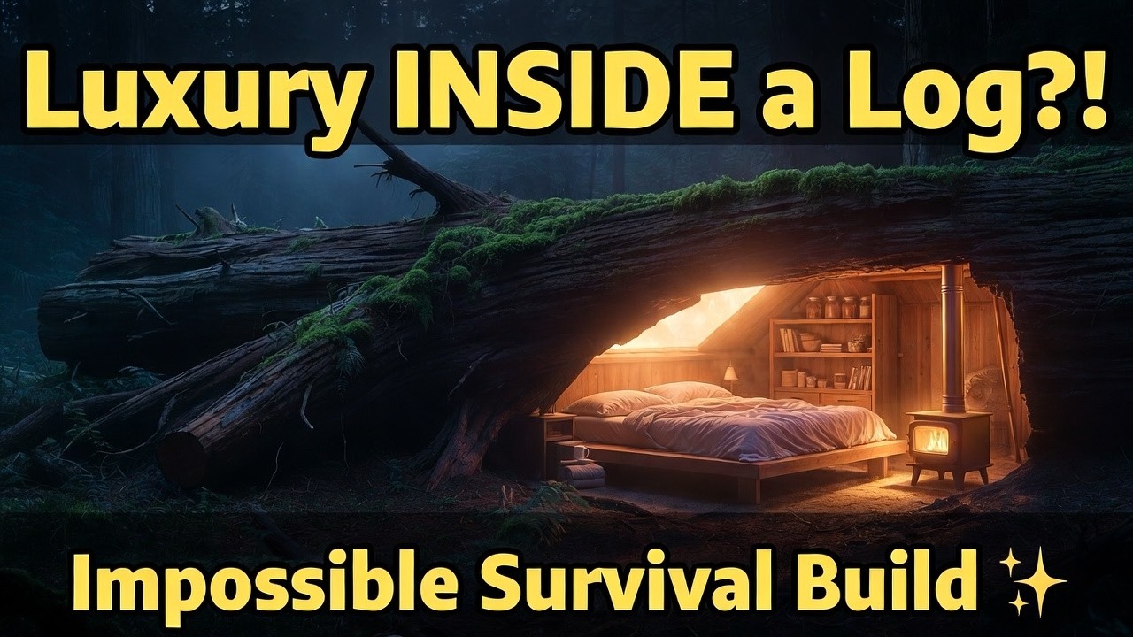 I Built a Secret Luxury Home INSIDE a GIANT Log 😱 Impossible Survival Shelter ASMR