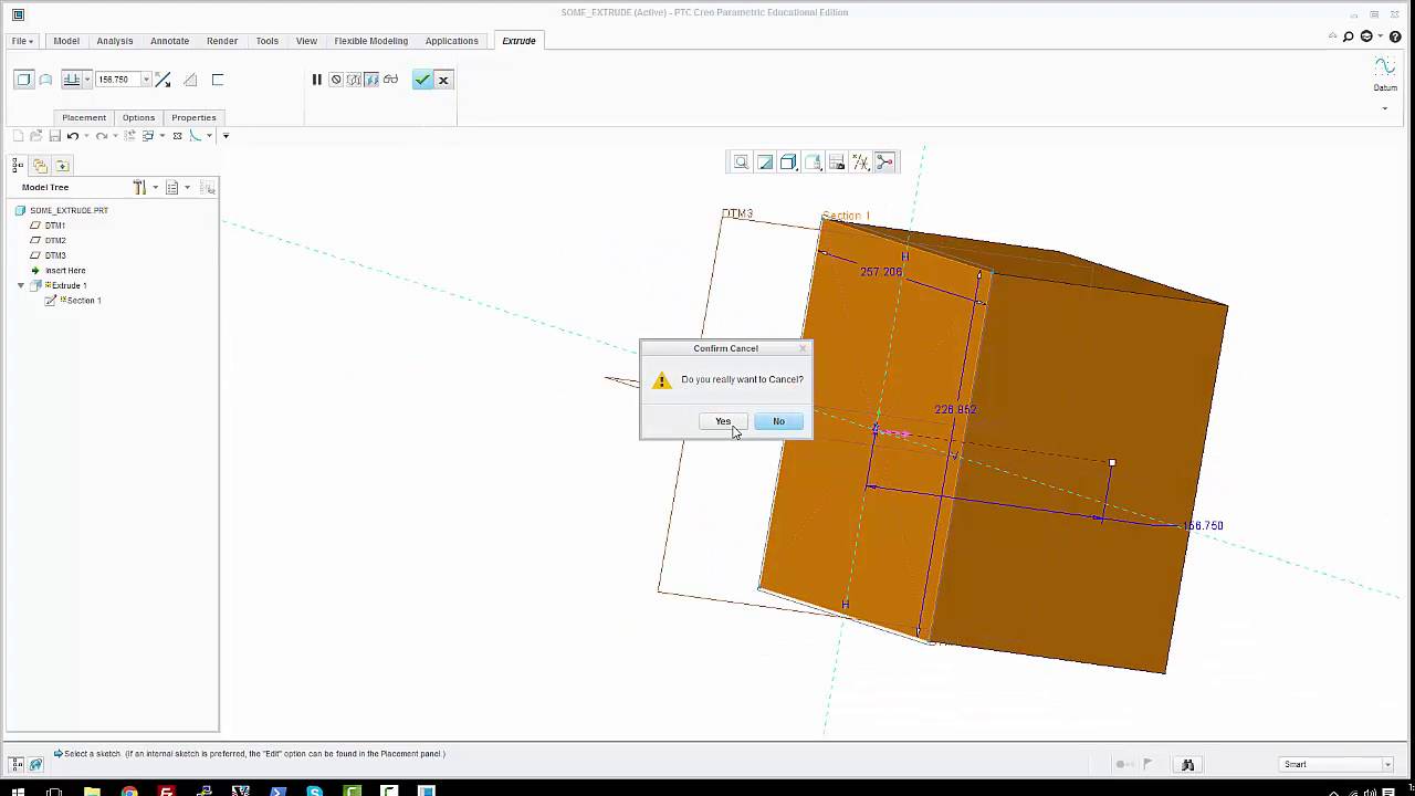 Creo Basic Tutorials: How to Extrude (CREO Parametric 3.0)