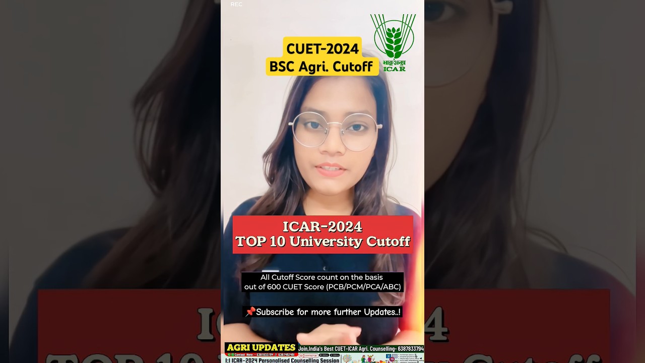 CUET 2024 B.SC(Ag.) Expected Cutoff | ICAR 2024 Top 10 University Cutoff | CUET Exam 2024 #cuet2024