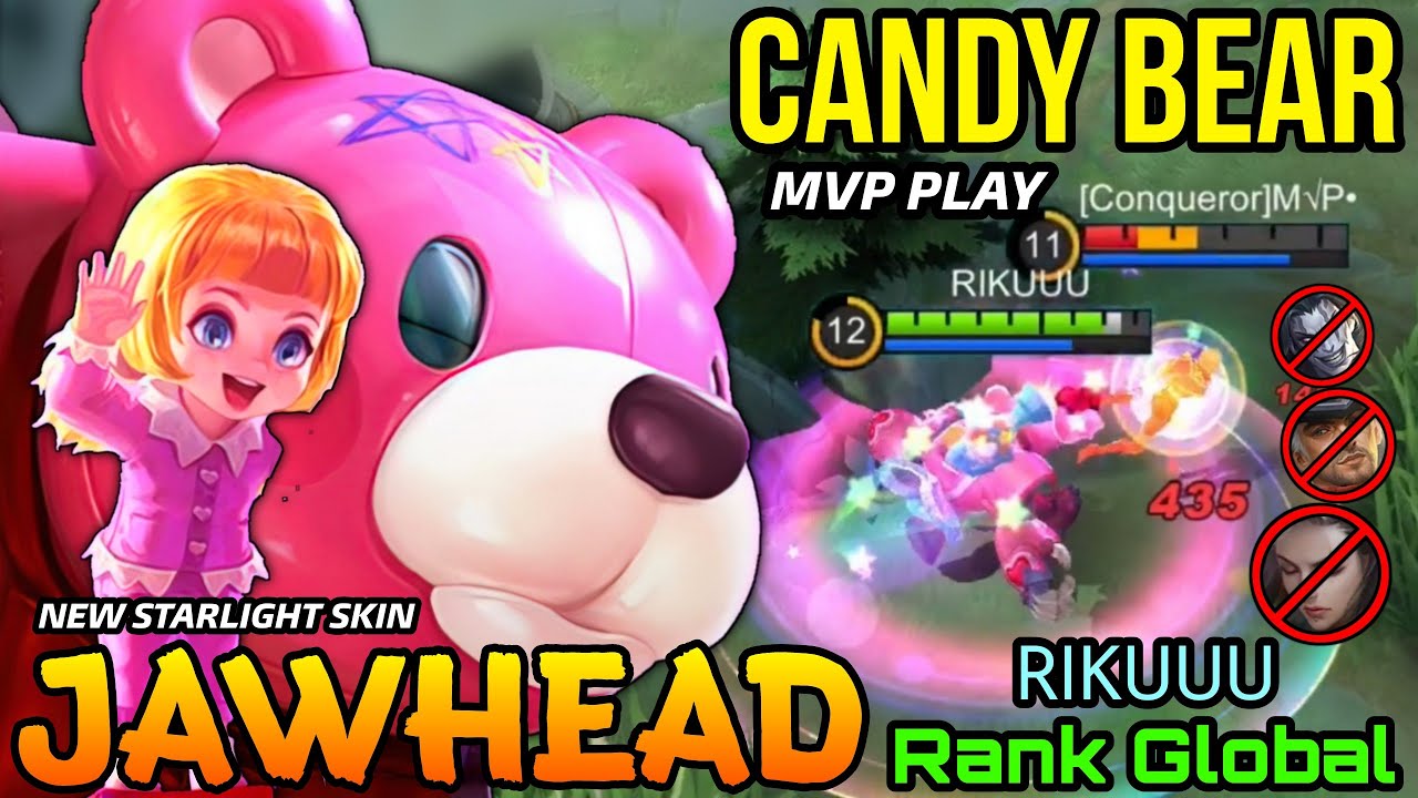Jawhead Candy Bear New Starlight Skin MVP Gameplay! - Top Global Jawhead by RIKUUU - MLBB