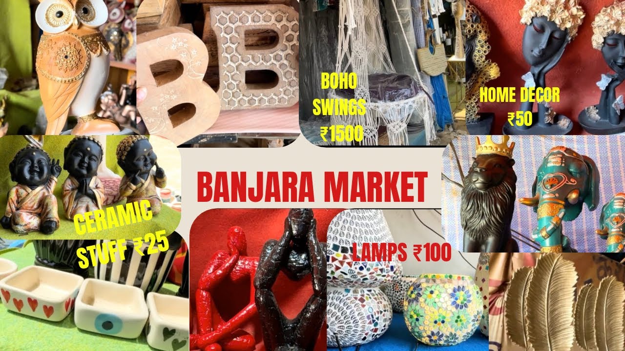 New Banjara Market Full Tour ||Pinterest Decor Under ₹100😍||Boho Mirrors🪞||Ceramics & More||Lamps