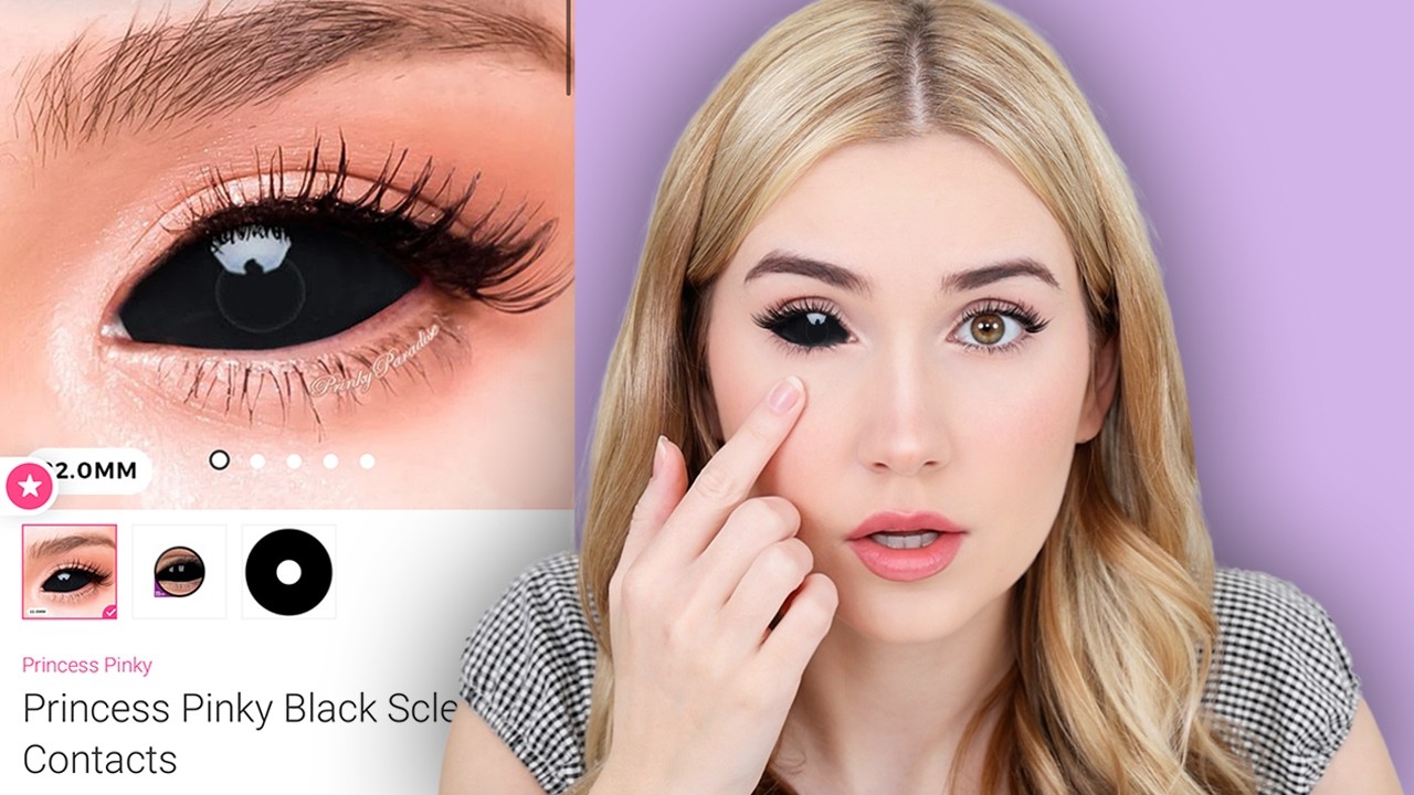 I Tried HUGE Sclera Color Contacts *my eyes hurt*