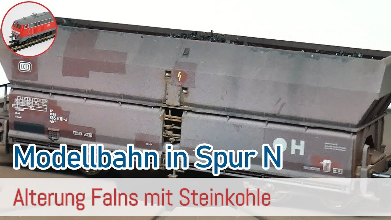 N Modellbahn - Modellbahn Wagen altern [Falns] und mit Steinkohle beladen