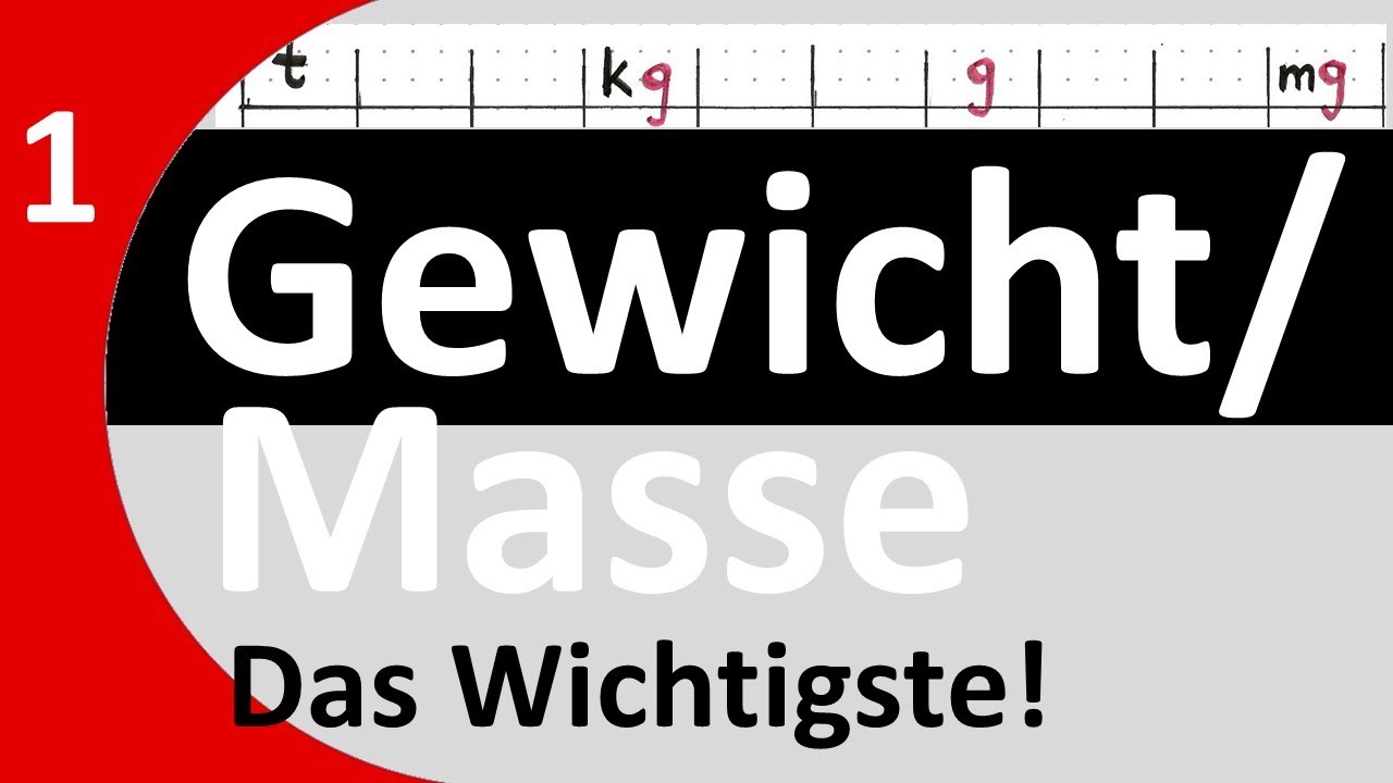1.Das Gewicht / die Masse  - das Wichtigste! Abkürzungen, Reihenfolge,  t kg g mg dag, Tabelle