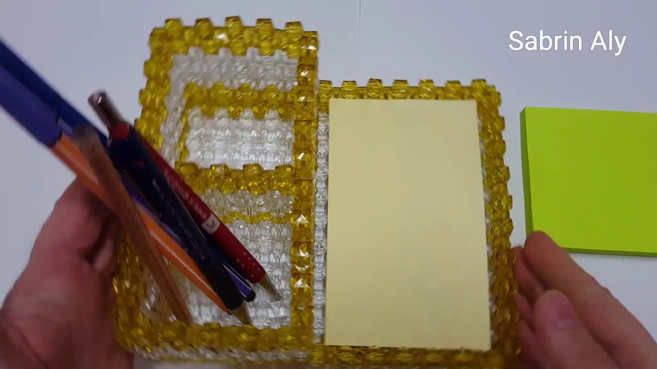 شرح طريقة عمل مقلمه مكتب من الخرز