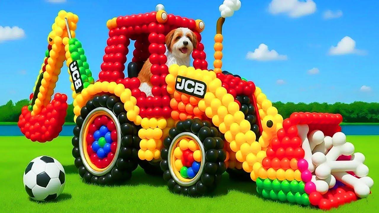 The mascot vibrato assistant JCB and Tractor placed on the football field is popular, co produced