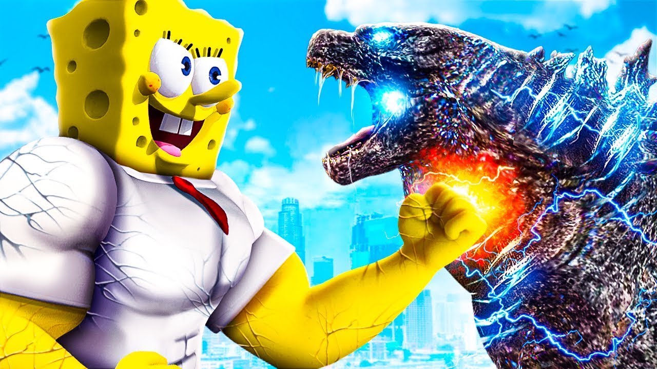 BOB ESPONJA GIGANTE vs  GODZILLA en GTA 5