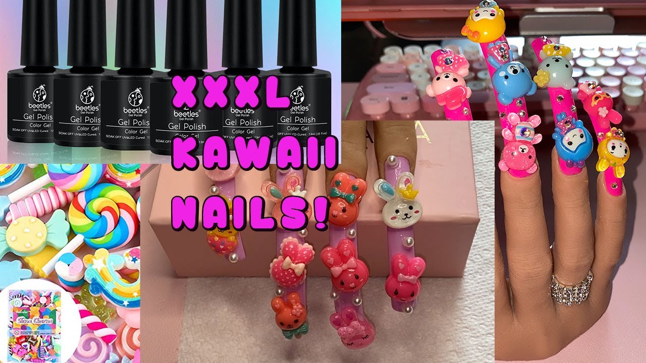 SUPER KAWAII XXXL NAIL SET ON MY RED IGUANA SILICONE HALF HAND | BEGINNER FRIENDLY