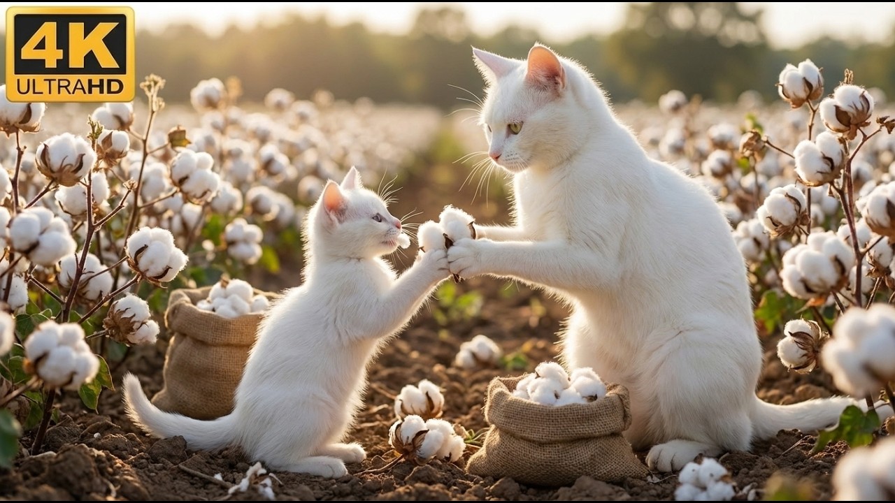 Cat Movie: Mom Harvested Cotton & Made a New Mattress 🌿💤 | AI Cat | Animals Life