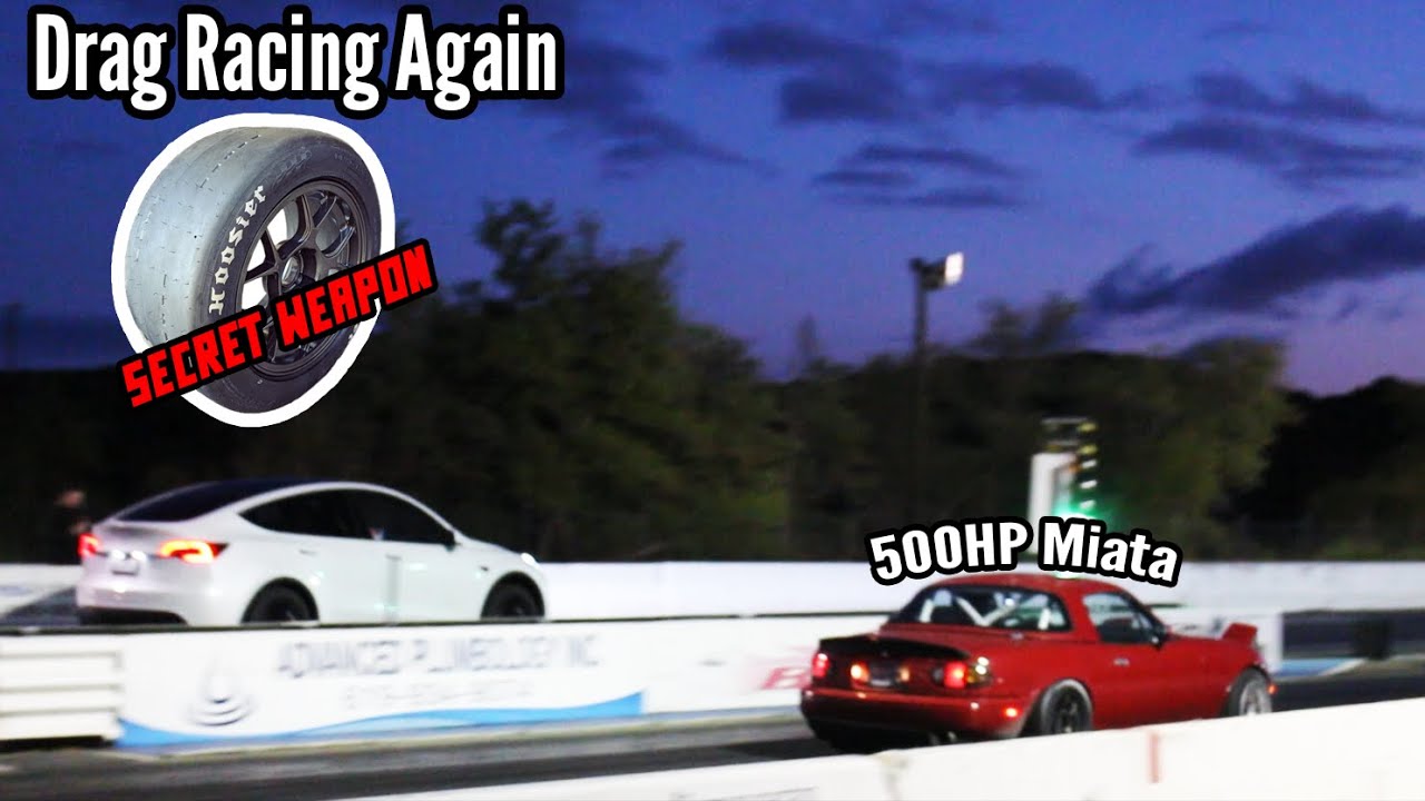 Drag Racing the 500HP Miata Again But With Grip