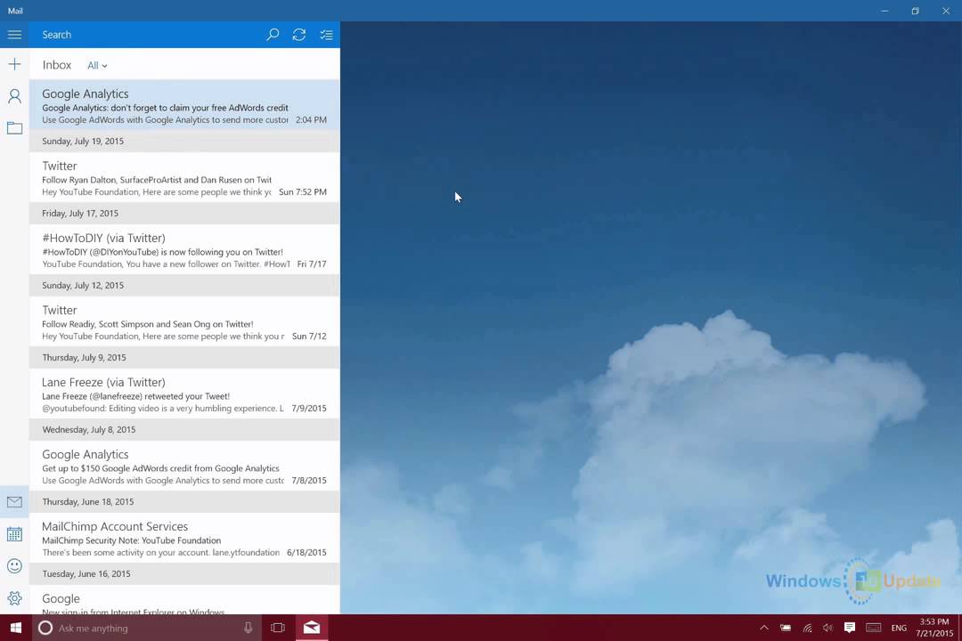 The Mail app in Windows 10