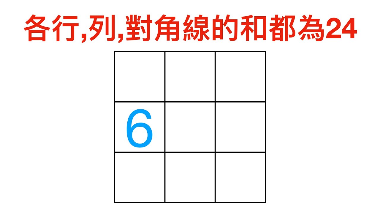 填數，使各行列對角線的和都為24 #小學奧數 #小學數學
