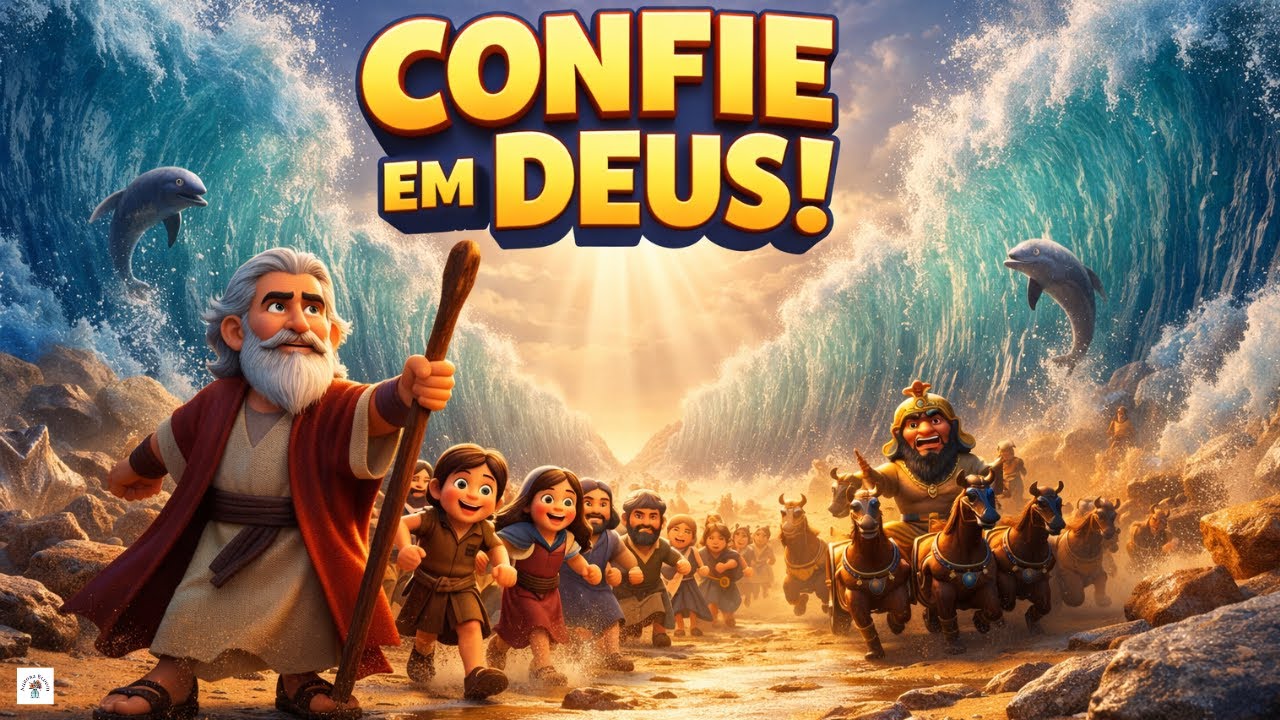 Deus Abre o Mar Vermelho 🐎🌊 Canção Infantil Bíblica Sobre Moisés e o Poder de Deus. 🙌🔥