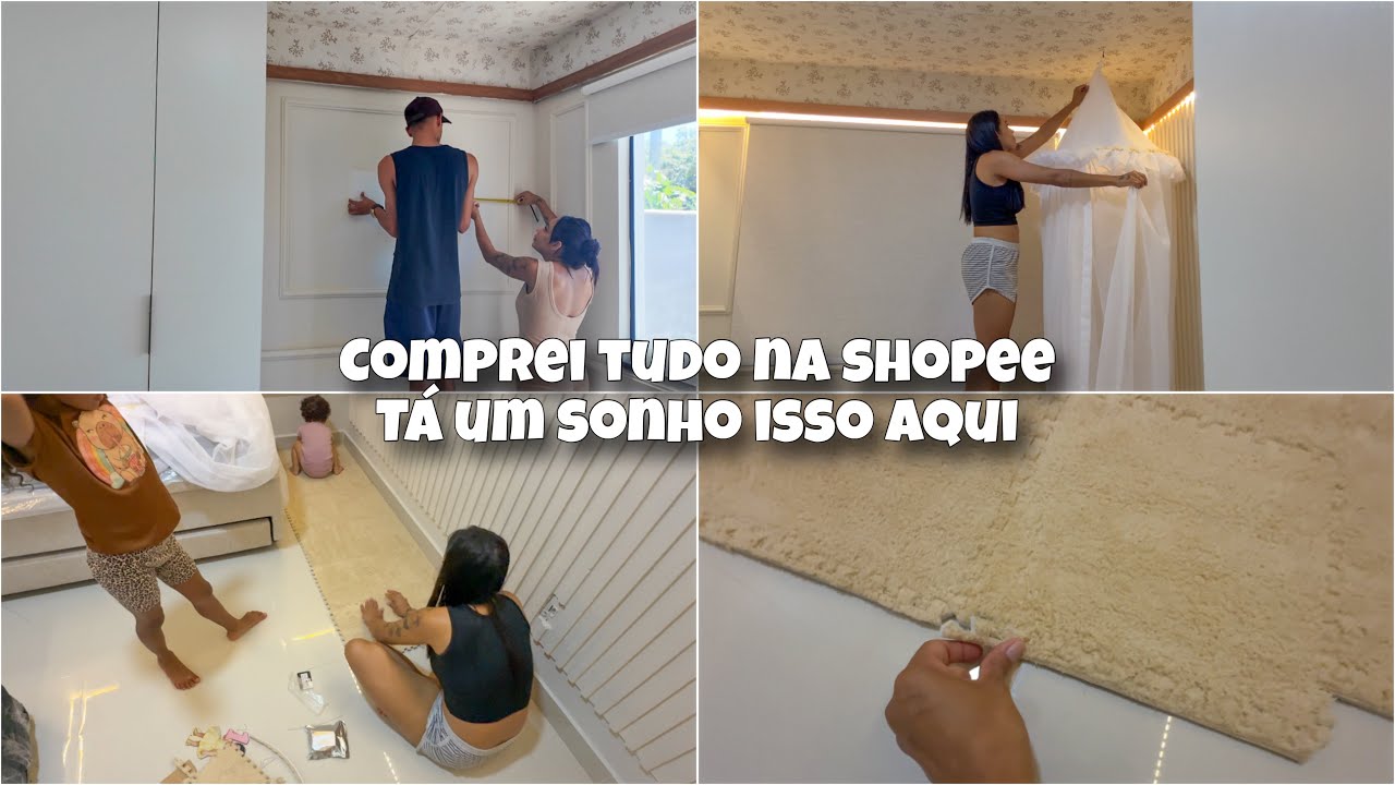 QUARTO QUASE PRONTO | COLOQUEI UMA CABANA | TAPETE DE EVA | BICAMA BAÚ  