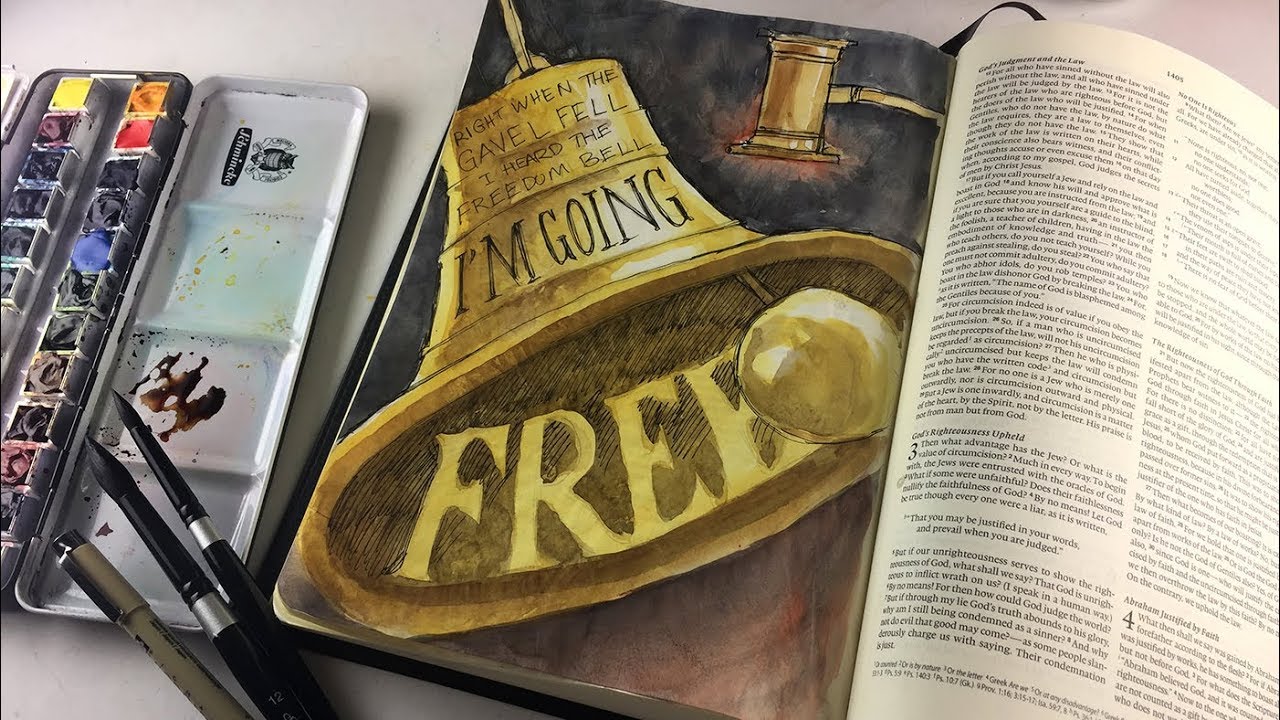 Bible Journaling Romans 6, Interleaved Bible - I'm Going Free
