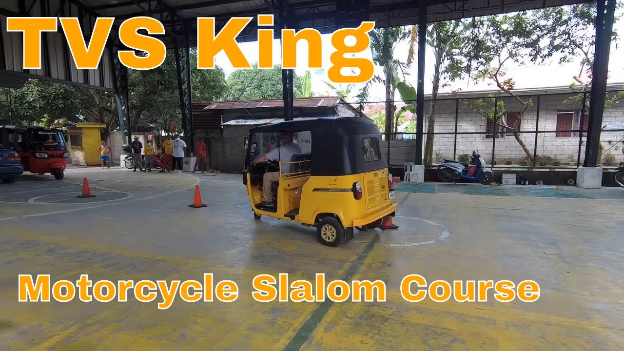 Motorcycle Slalom in a TVS King Three-Wheeler. Plus Reversing Demonstration.