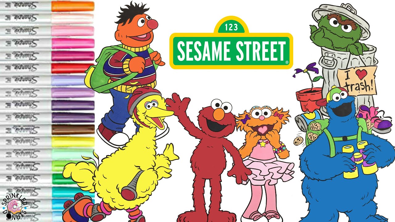 Sesame Street Coloring Book Compilation Big Bird Cookie Monster Bert Ernie Elmo Oscar the Grouch