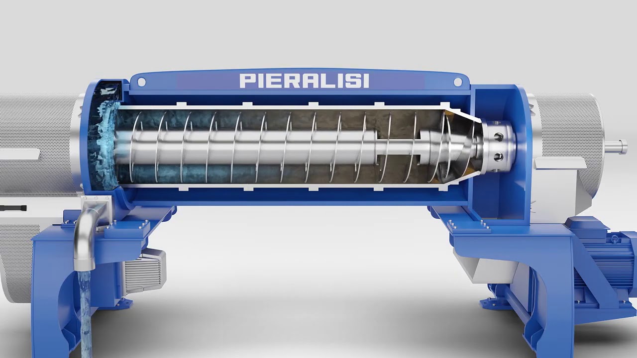 Pieralisi | Animação em 3D de Decanter Centrífugo para Separação de Sólido-Líquido.