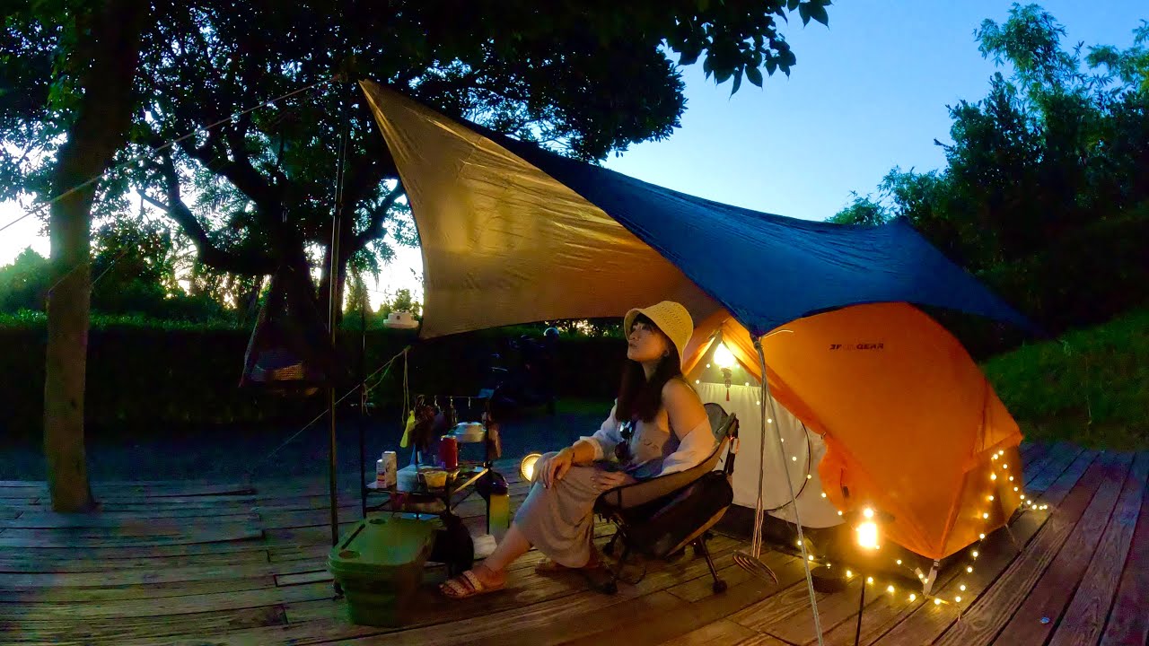 《🛵⛺️機車露營》新北萬里/金山皇后鎮森林-颱風後🌀感動久違的乾燥撤收￼☀️Solo camp🧍🏻‍♀️/平地森林系露營🏕️