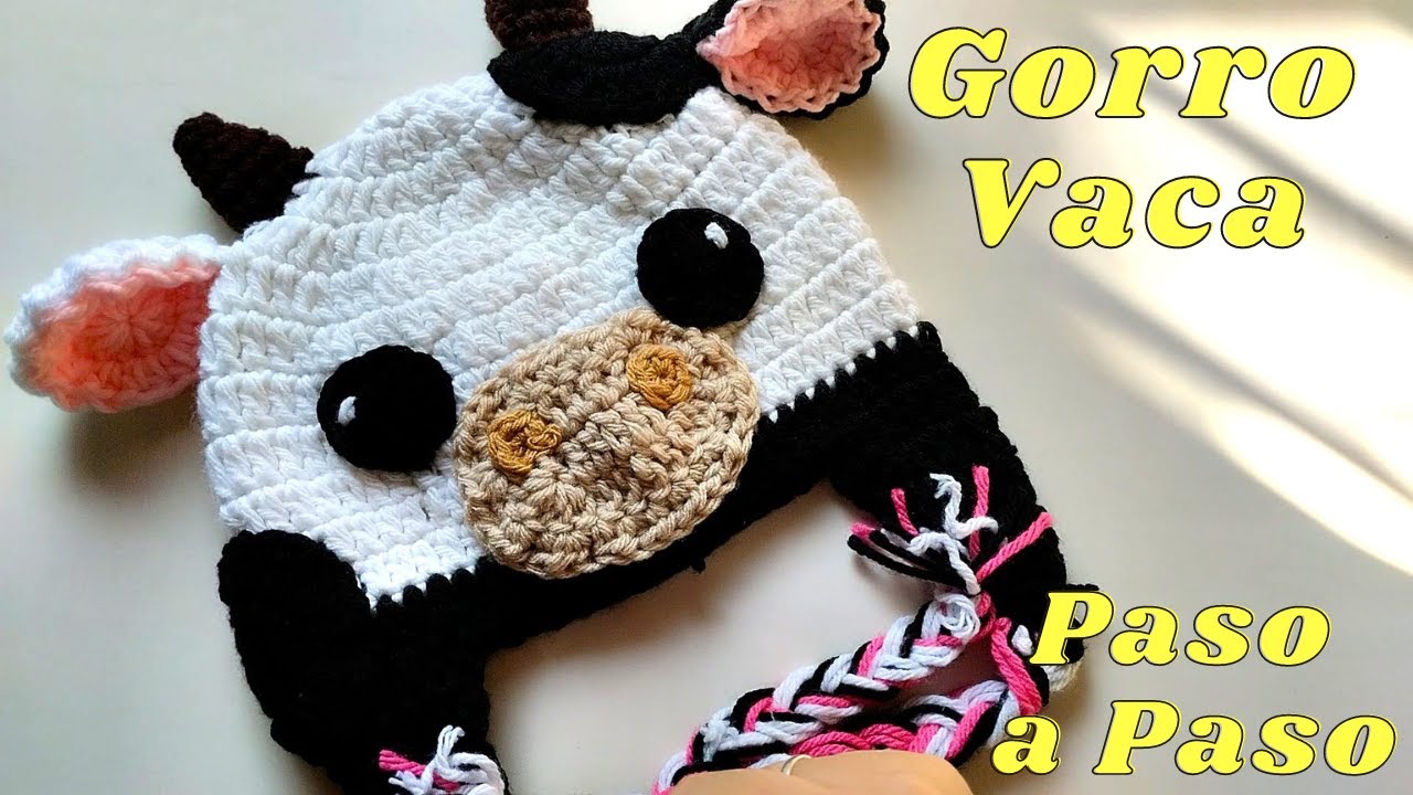 Como hacer un gorro de Vaca vaquita todos los talles a crochet paso a paso