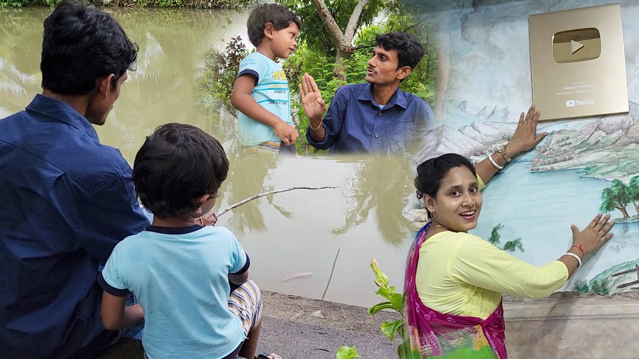 Golden Play Button Finally Diwar Pe Lag gaya / Rudra Or Dipankar Ka Pond Fishing Story.