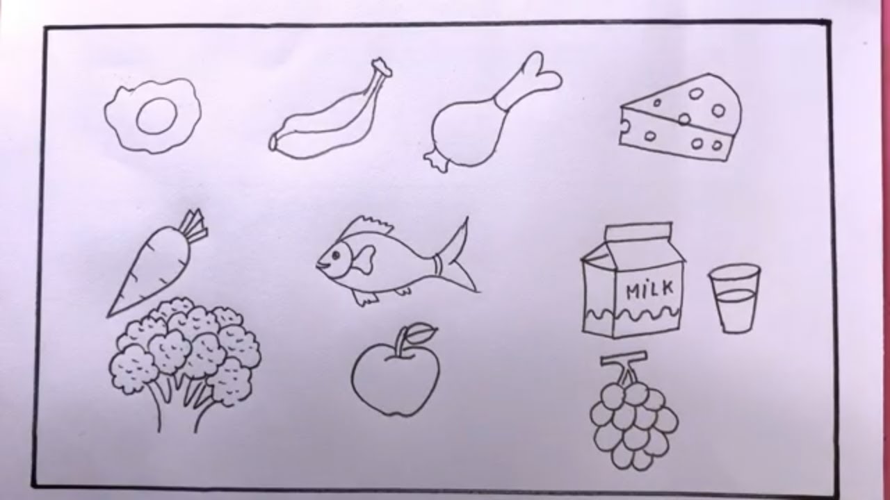 Рисование здоровой пищи шаг за шагом / Как легко нарисовать здоровую пищу