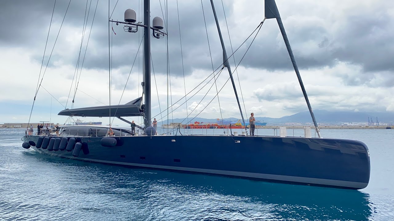 NGONI, $50,000,000 57m Royal Huisman built sailing yacht docked in Gibraltar