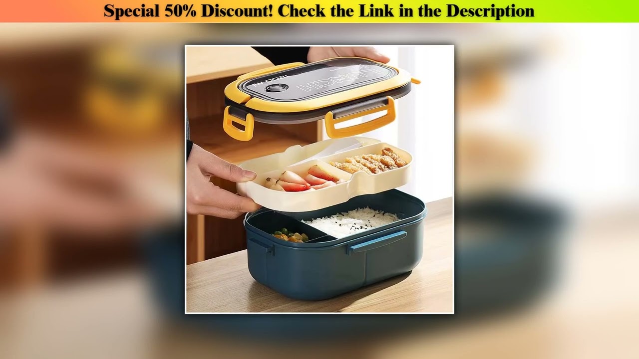 Best 1200ML 2 Layer Bento Lunch Box With Spoon Fork, Kid High Capacity Microwae Food Containers Por