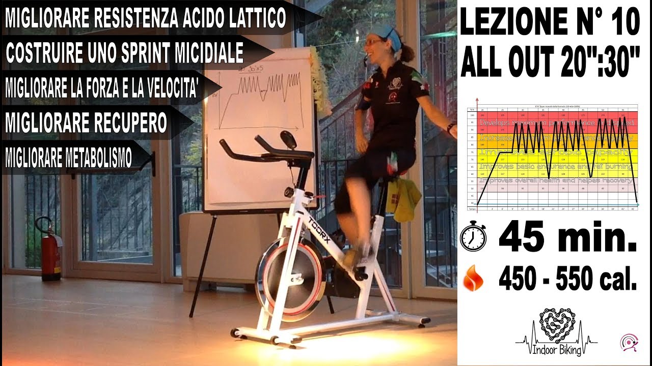 Spinning - allenamento indoor cycling ad alta intensità ALL OUT 20'':30'' Lez. n° 10