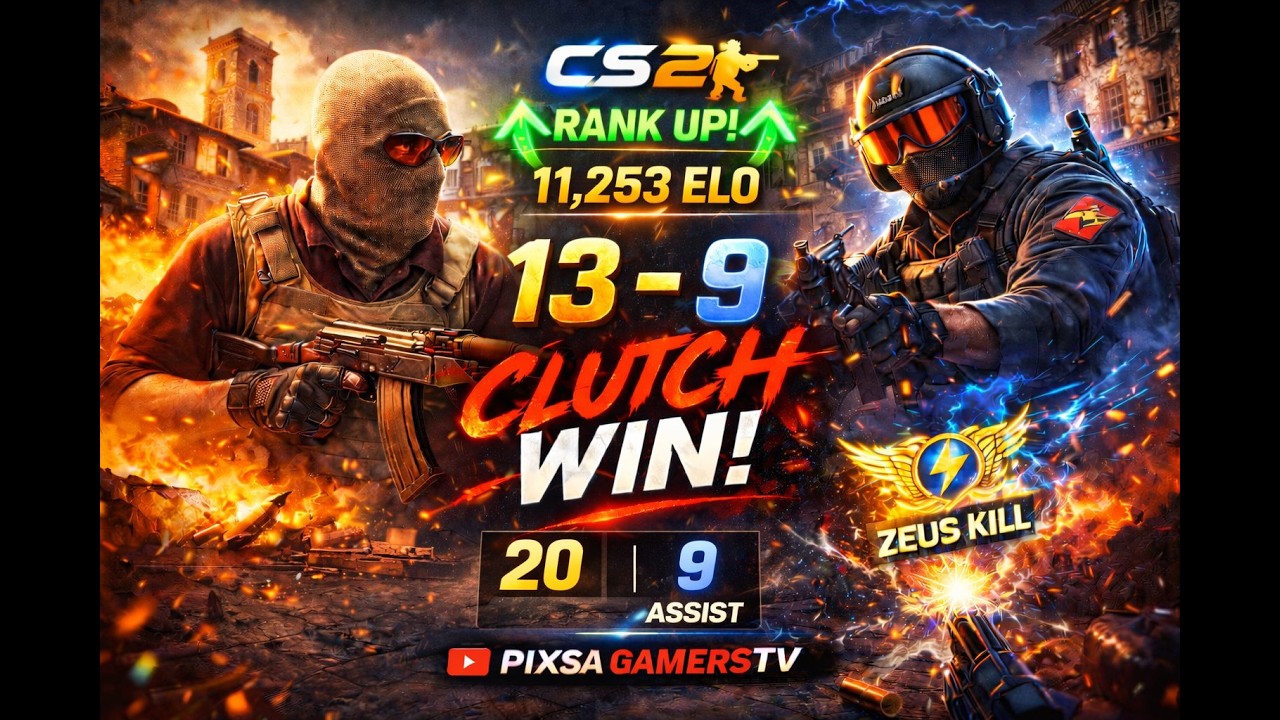 CS2 Inferno’da 13-9! 20 Kill 9 Assist Rank Up Anı ⚡ Zeus Kill ile Clutch Win