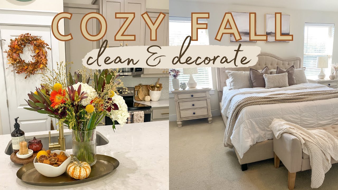 COZY FALL CLEAN AND DECORATE WITH ME | Fall Bedroom Decor | Fall Floral Arrangement | Fall Decor 🍂