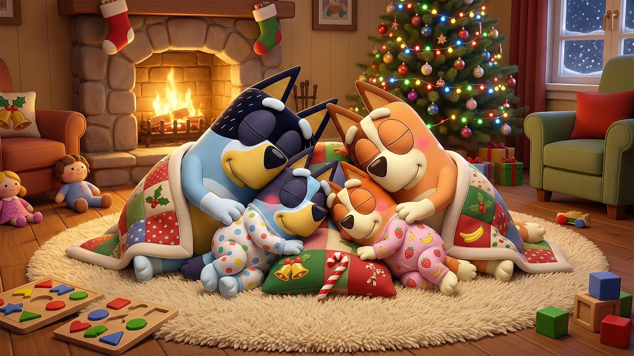 Bluey Family’s Warm Fireplace Christmas 🎄 Chill Piano Tunes to Relax & Study❄️ Peaceful Winter Vibes