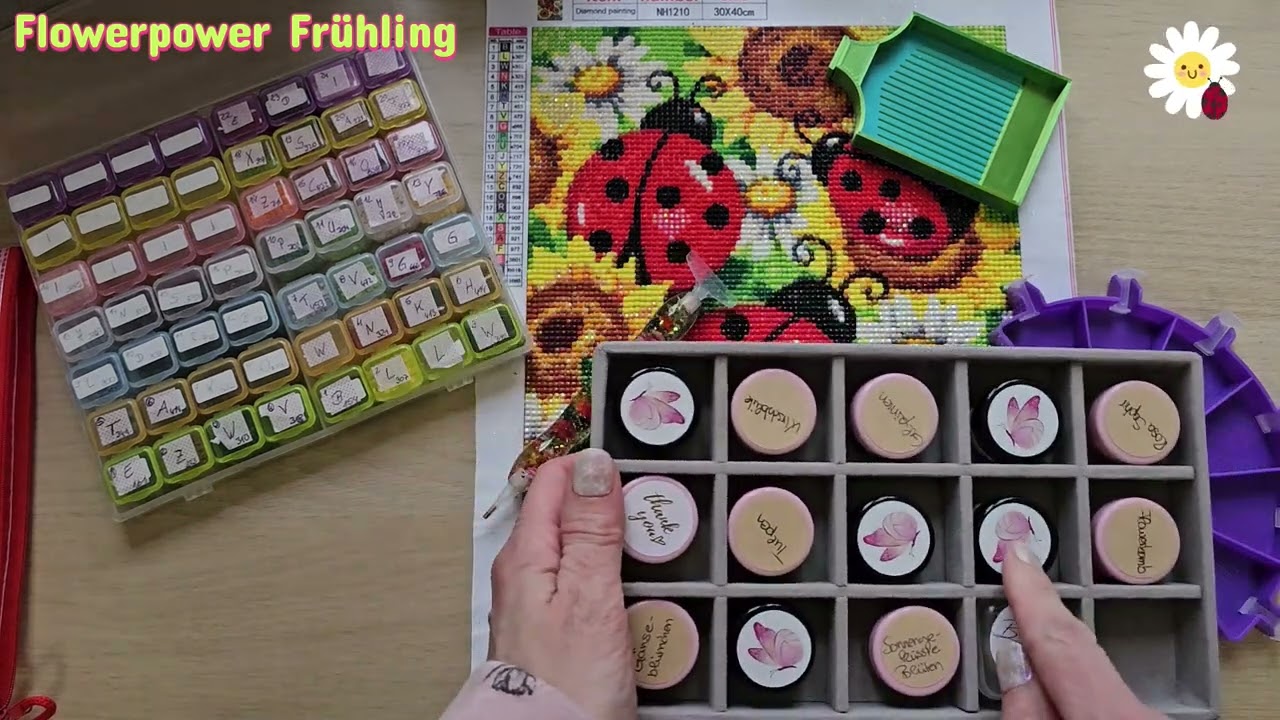 Diamond Painting 💎 Review 🎥 Frühlingsbild 🌻🐞 pünktlich zum Frühlingsanfang 🌷🪻  fertig geworden