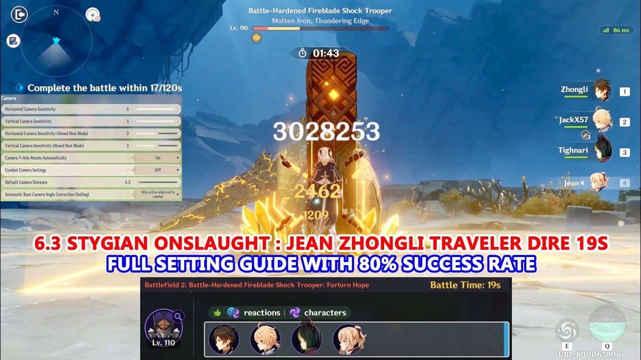 6.3 Stygian Onslaught : Jean Zhongli Traveler Dire 19s - Full Setting Guide with 80% Success Rate