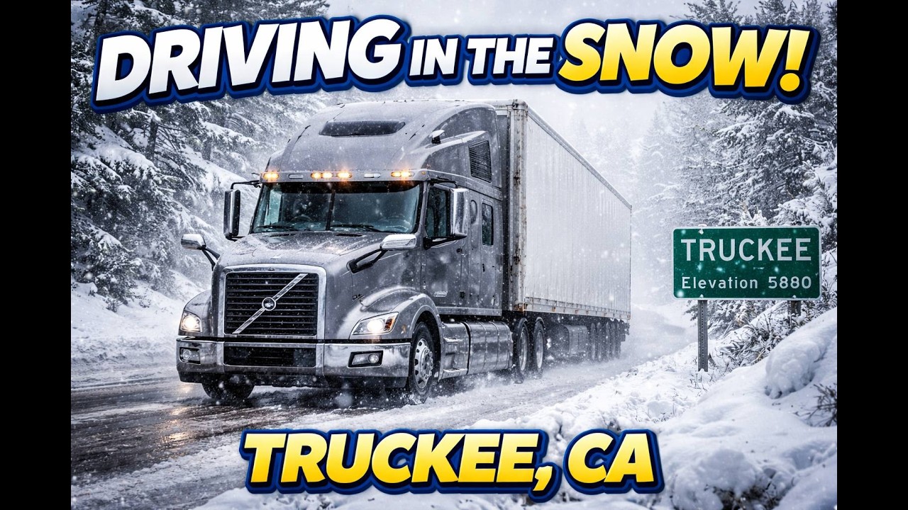 Volvo VNL in truckee snow driving