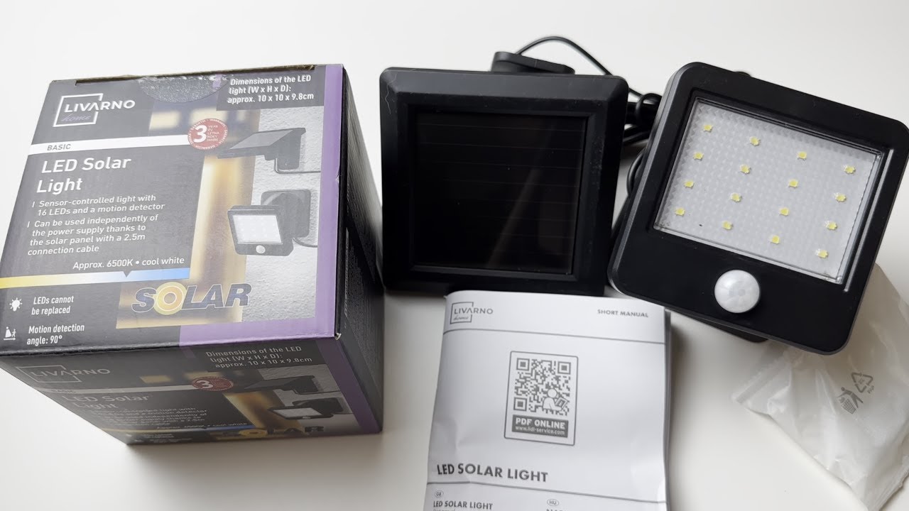 LIDL LIVARNO home LED-Solar-Strahler, 16 LEDs - LED PIR