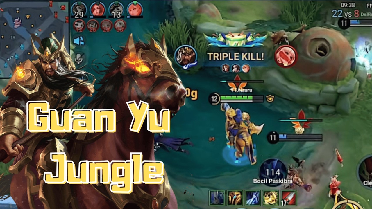 GUAN YU JUNGLE DESTROYS THE BACK LANER | GUAN YU GAMEPLAY - HONOR OF KINGS