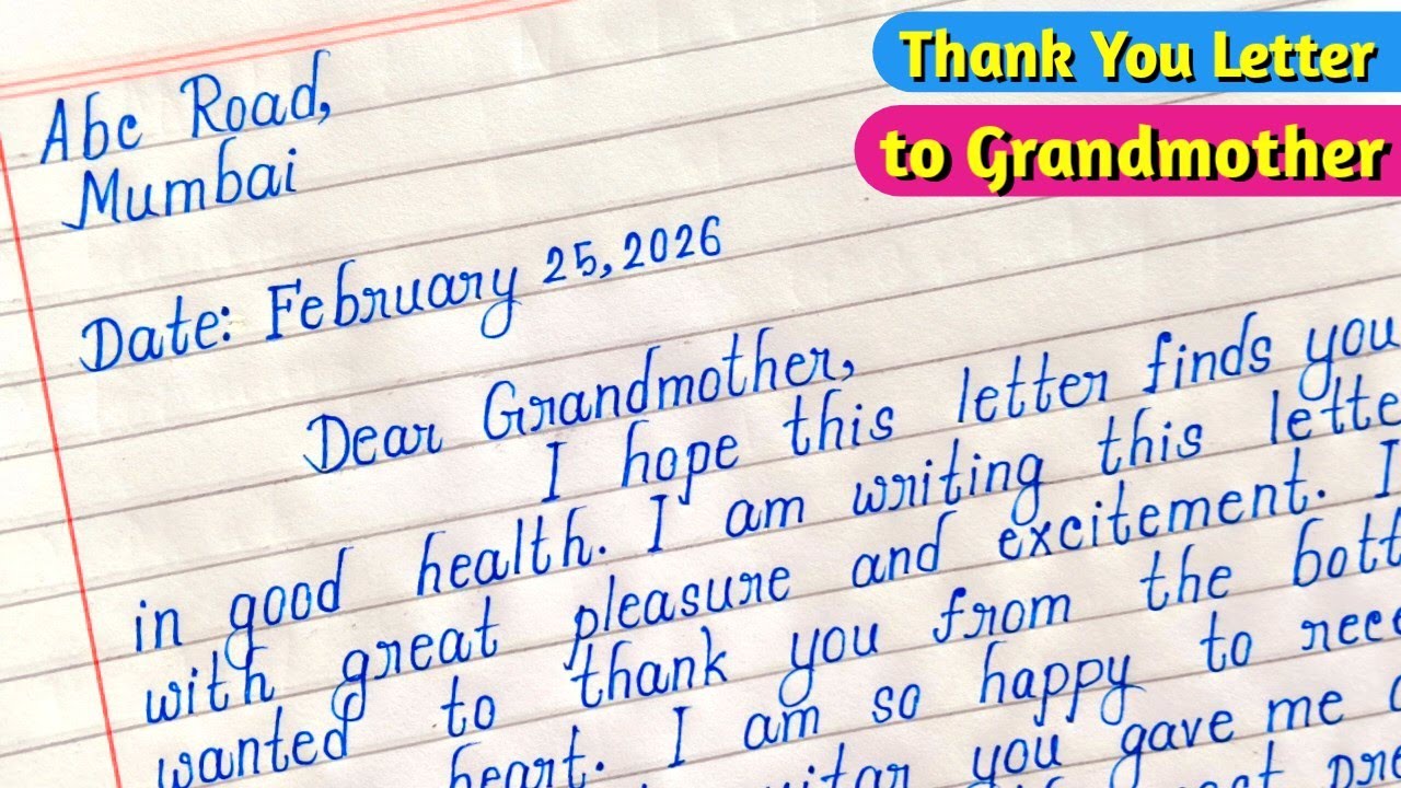 Thank You Letter to Your Grandmother for Giving You a Birthday Gift | Informal Letter Writing